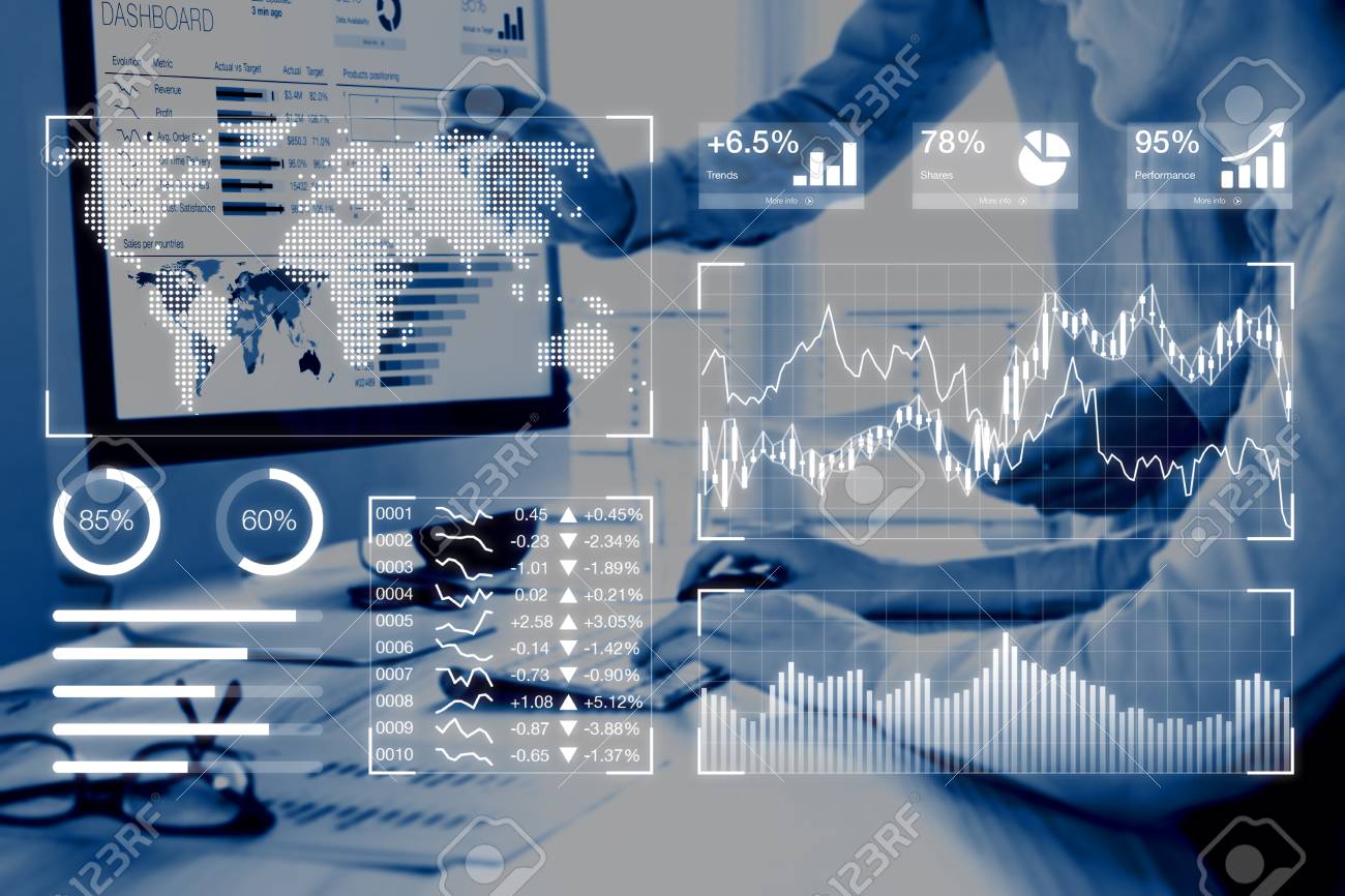 Business analytics dashboard reporting concept with KPI, people
